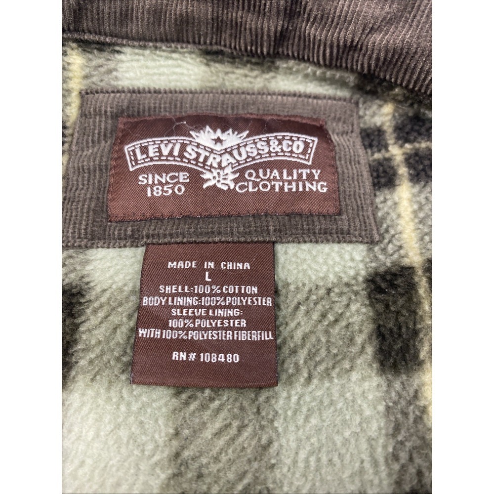 Vintage Levi's Jacket Mens Large Brown Corduroy Flannel Lined Button Shirt Y2K - Picture 10 of 11